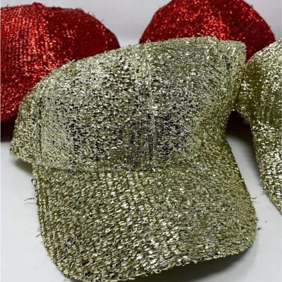 'Collection Eighteen' Sequin Sparkle Caps, Red & Gold - Picture 5 of 7
